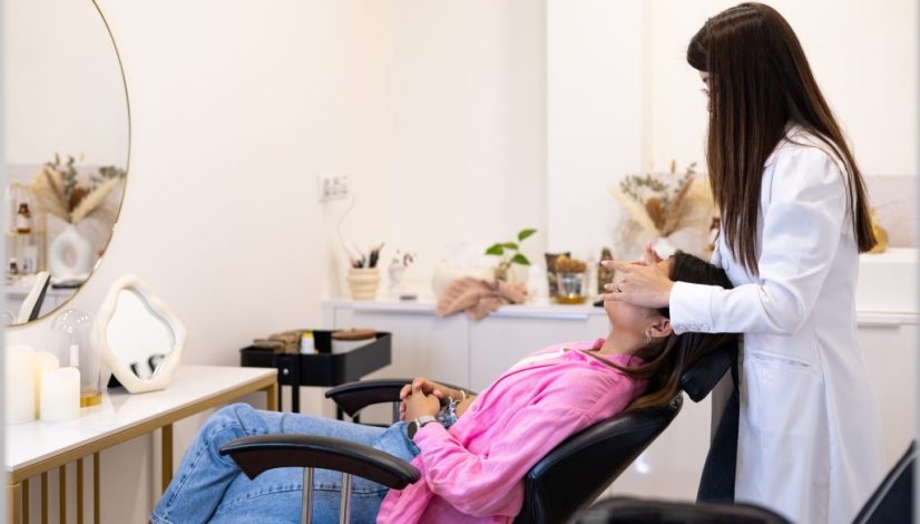 seorang perempuan sedang melakukan treatment di Klinik kecantikan surabaya premium